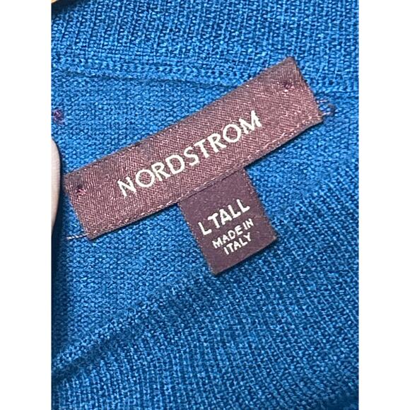 Nordstrom Sweater Large TALL Blue Merino Wool Mock Neck Made in Italy - Picture 5 of 9